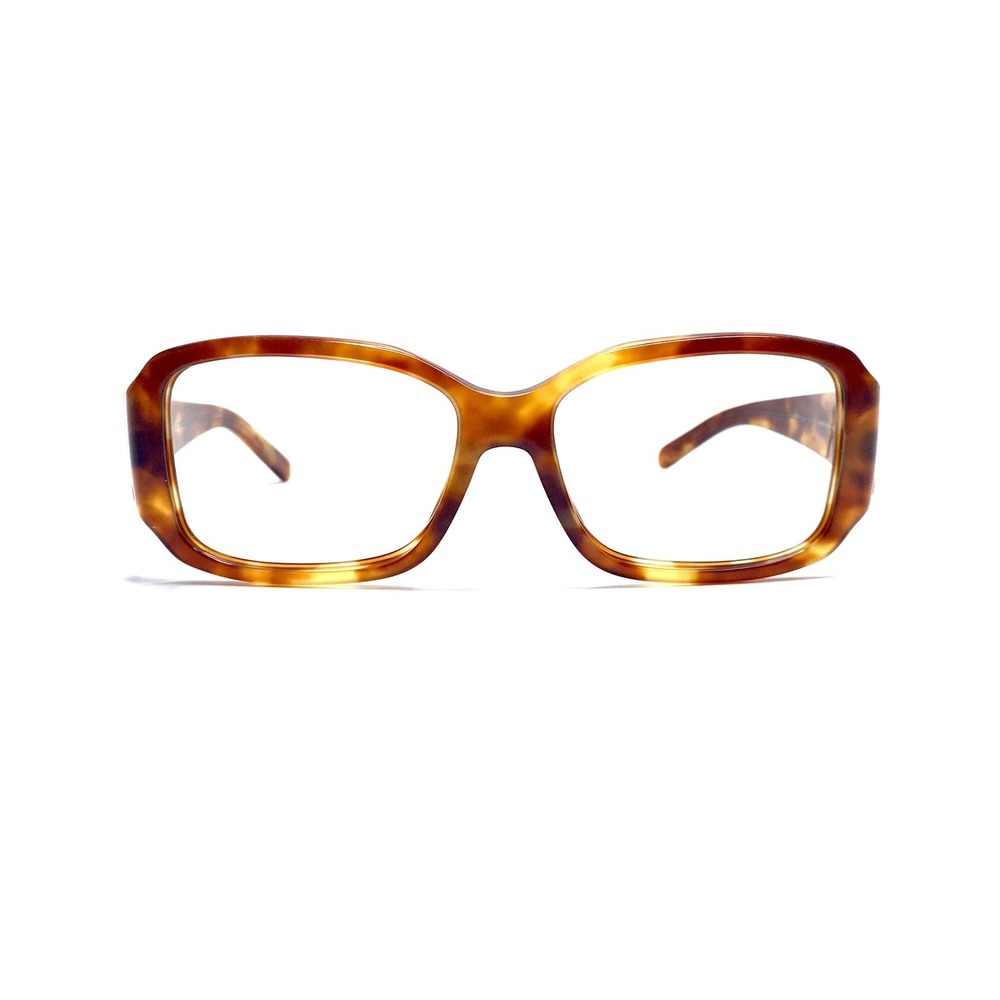 Prada Brown Amber Clear Rectangular Glasses Wide Temples Italy SPR14H 57 16 130